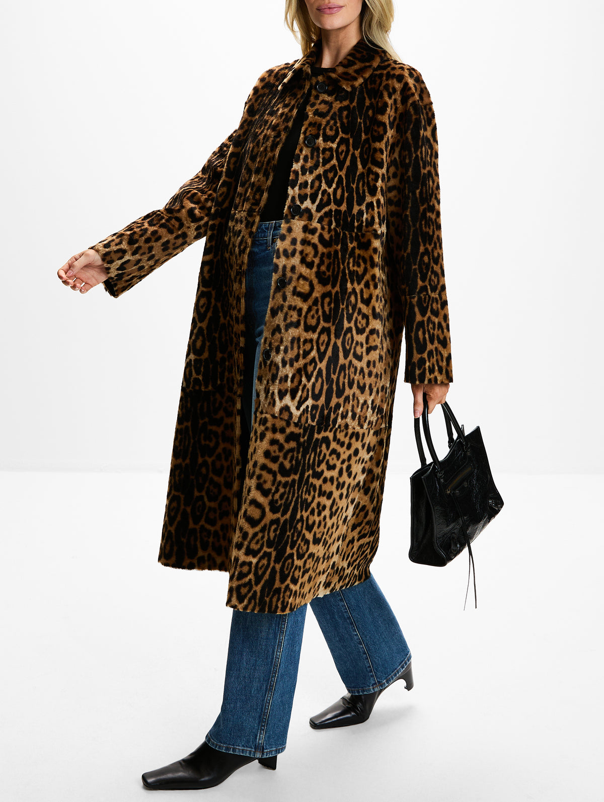 Davelle Shearling Coat,NILI LOTAN,LEOPARD PRINT,Image 3