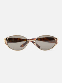 Monogram Oval Sunglasses,KERING EYE- SAINT LAURENT,GOLD,Image 1