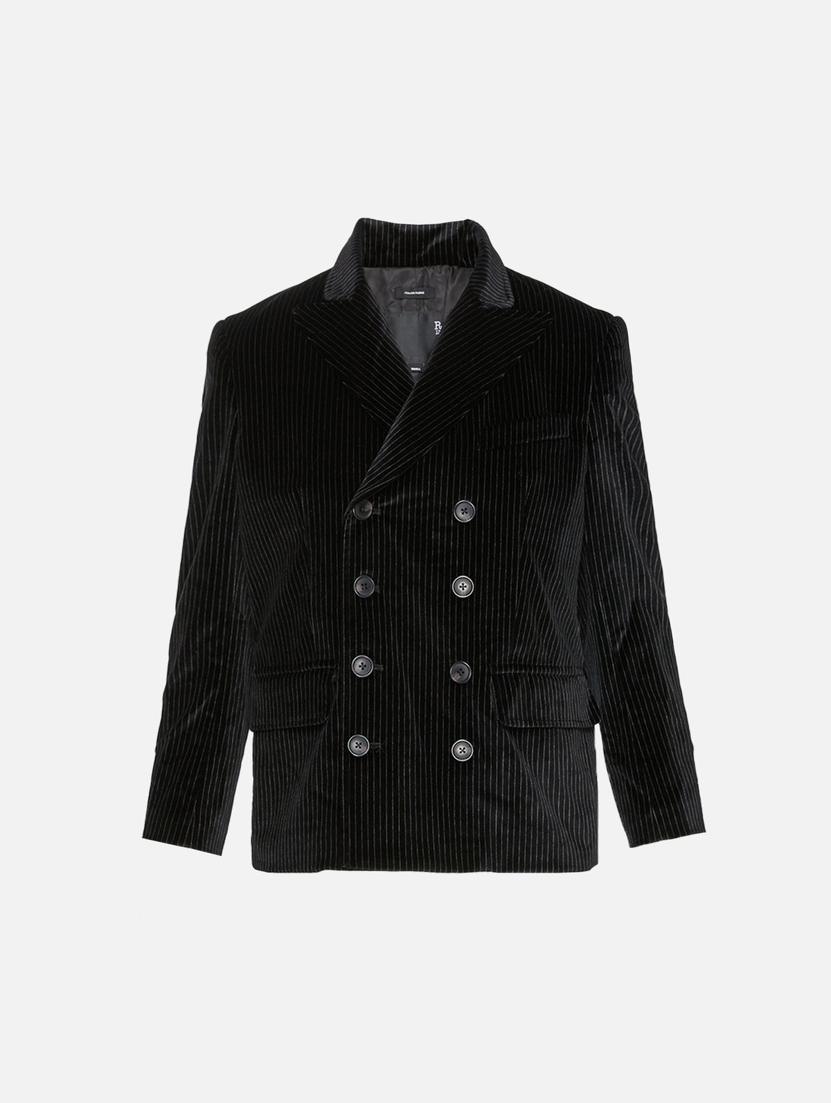 Double Breasted Boyfriend Blazer,R13,BLACK WHITE STRIPES,Image 2