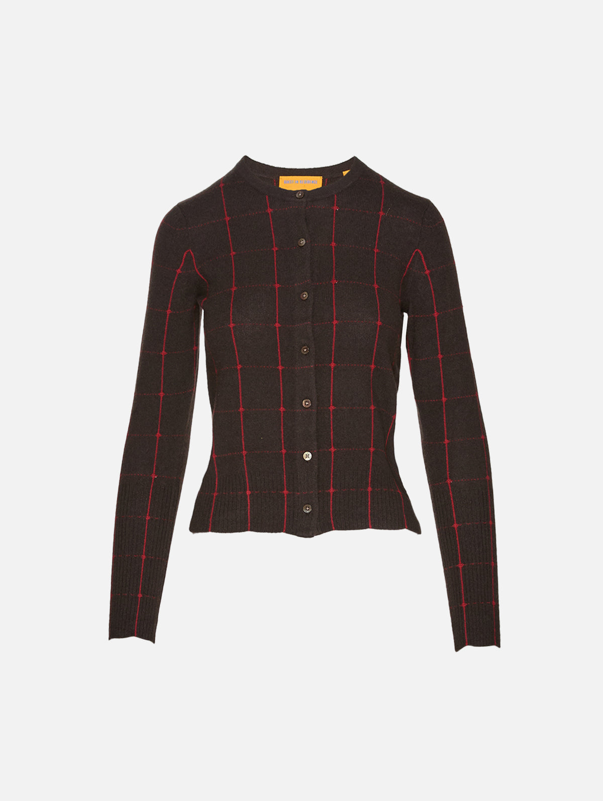 Jane Checker Cardigan,GUEST IN RESIDENCE,BURNT COCOA/CARMINE,Image 2