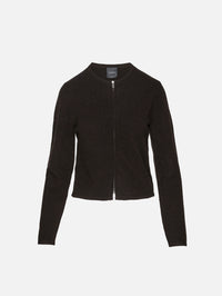 Jesse Zip Cardigan,LESET,CHOCOLATE,Image 2
