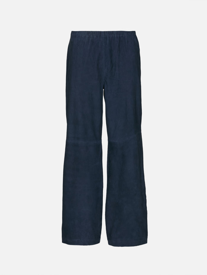 Suede Colby Pant,LA LIGNE,NAVY,Image 1