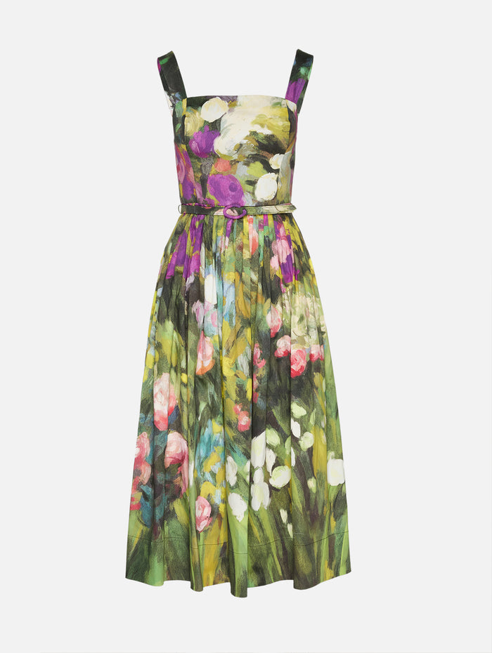 Floral Print Dress,OSCAR DE LA RENTA,GARDEN MULTI,Image 1