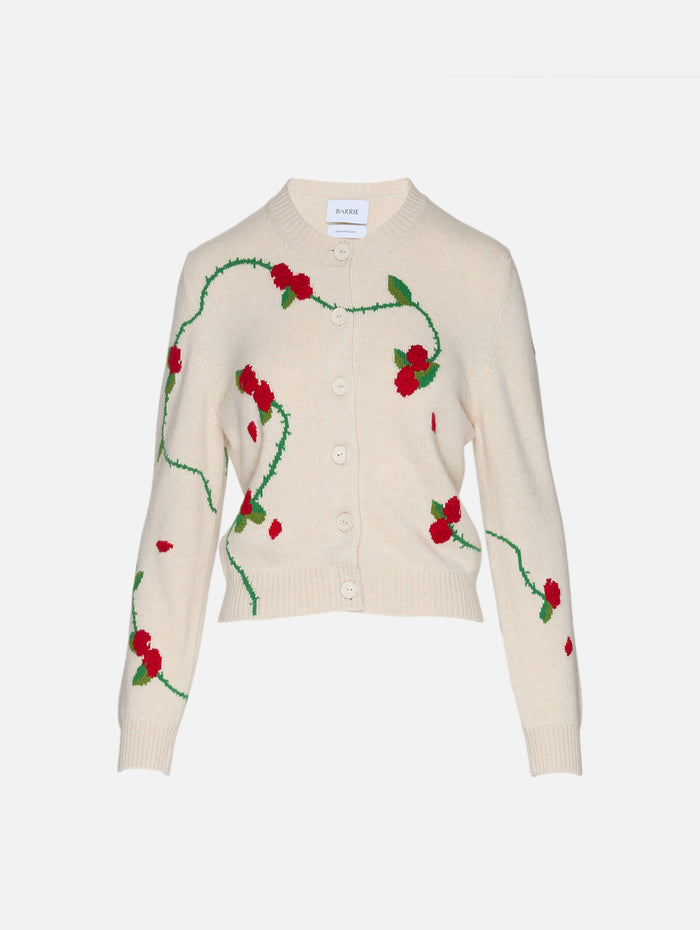 English Garden Cardigan,BARRIE KNITWEAR,CANVAS RED FLOWER,Image 1
