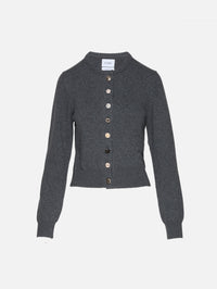 Mismatch Buttons Cardigan,BARRIE KNITWEAR,DERBY GREY,Image 1