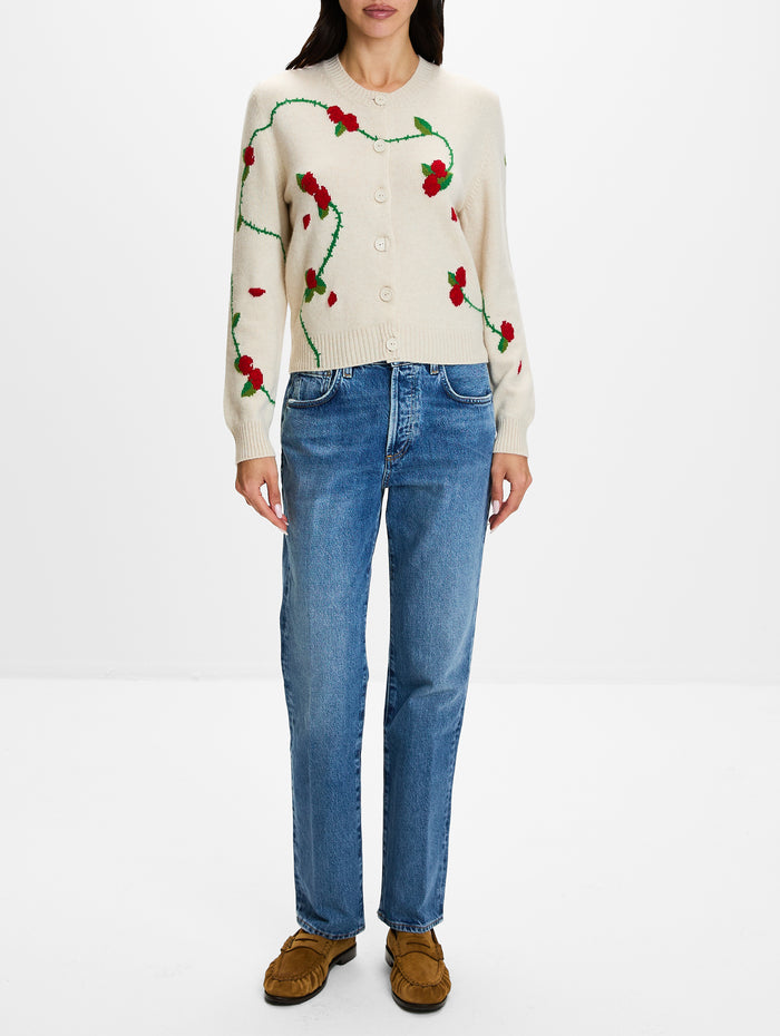English Garden Cardigan,BARRIE KNITWEAR,CANVAS RED FLOWER,Image 1