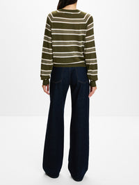 Striped Raglan Tee,SPRWMN,OLIVE STRIPES,Image 3