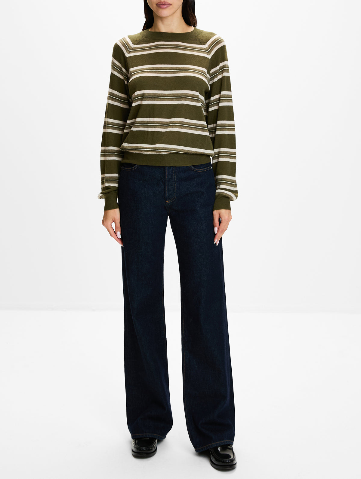 Striped Raglan Tee,SPRWMN,OLIVE STRIPES,Image 2