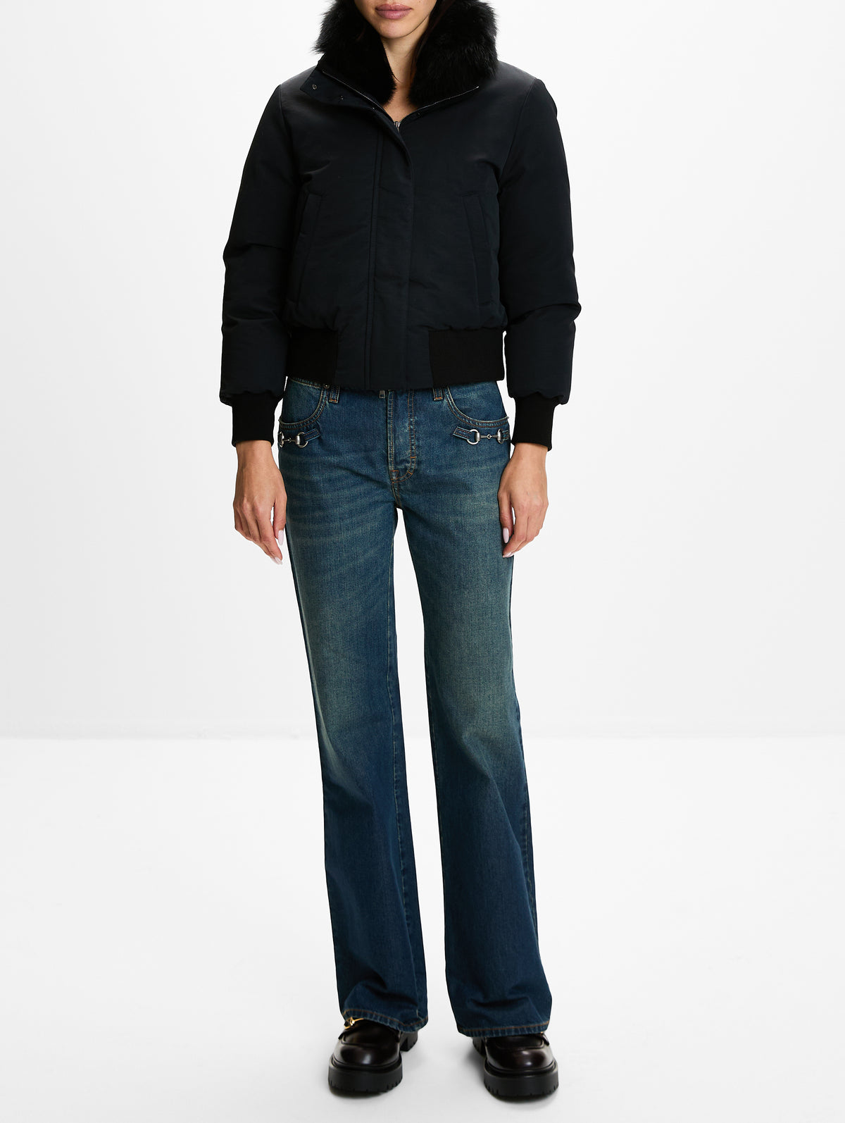 High Neck Jacket,GUCCI,BLACK,Image 2
