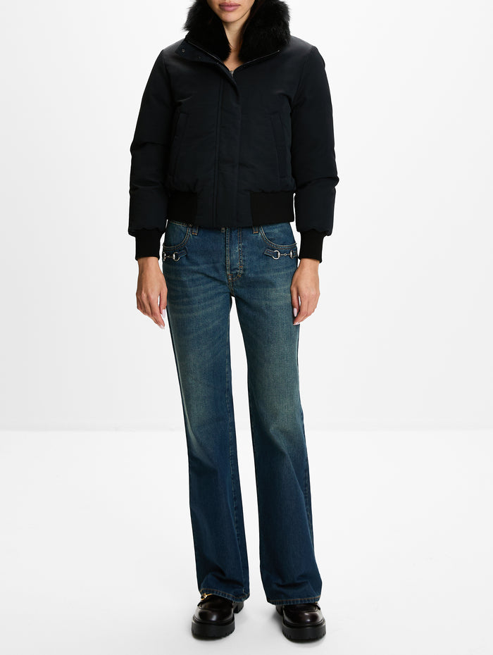 High Neck Jacket,GUCCI,BLACK,Image 1