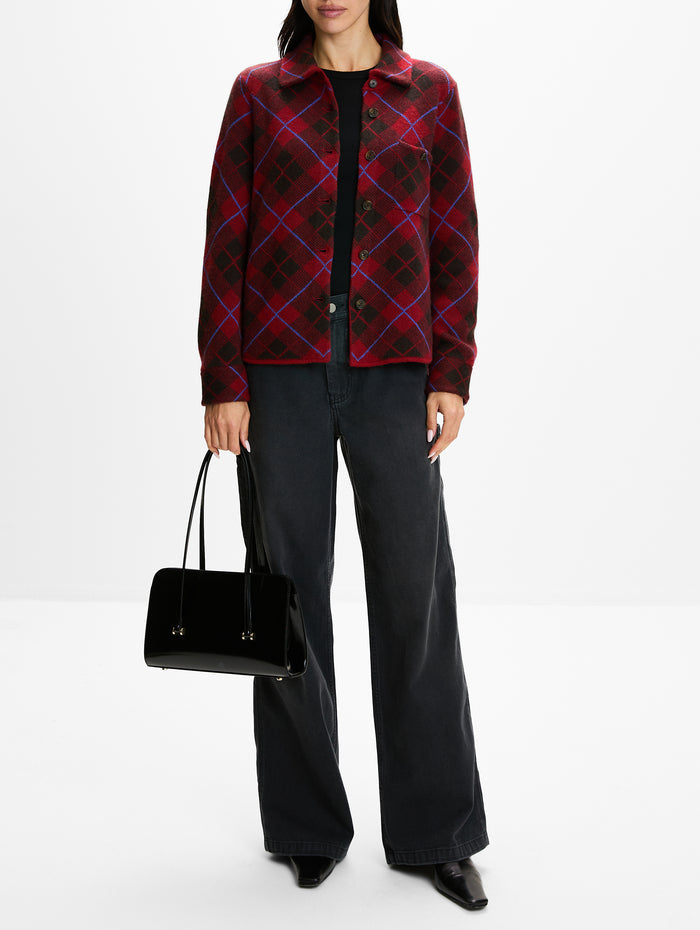 Dylan Plaid Shirt,GUEST IN RESIDENCE,CARMINE COMBO,Image 2