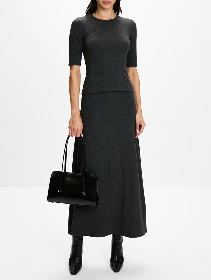 Lauren High Waist Midi Skirt,LESET,CHARCOAL,Image 1