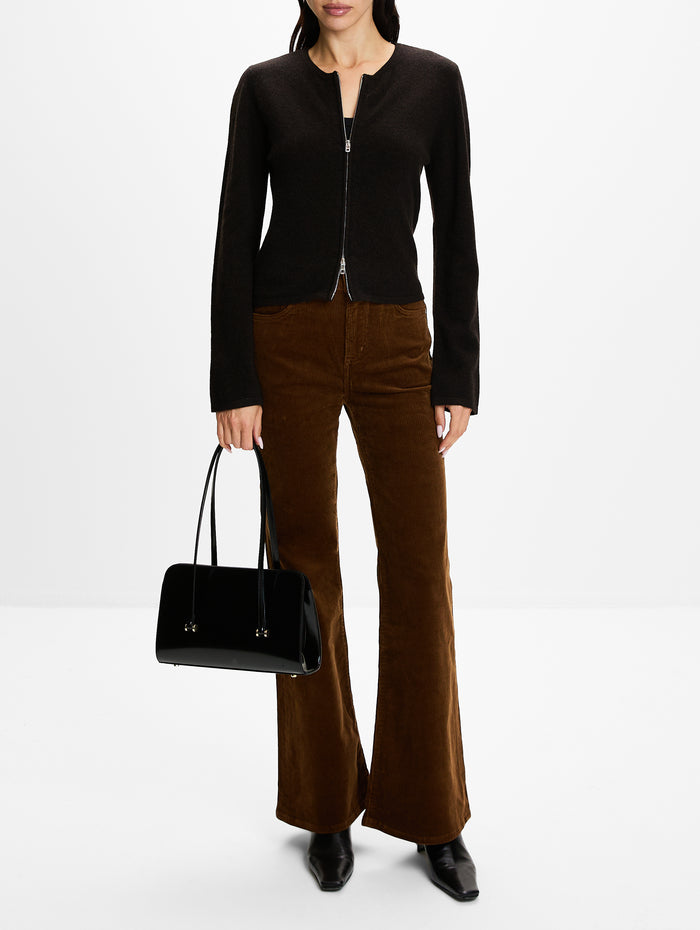 Jesse Zip Cardigan,LESET,CHOCOLATE,Image 1