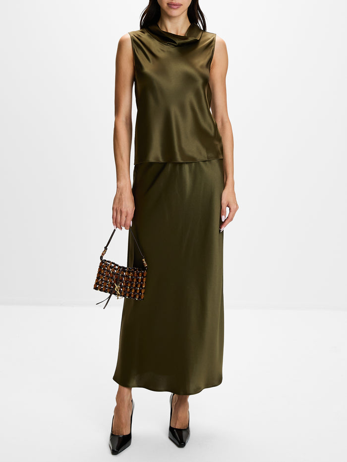 Barb Cowl Neck Blouse,LESET,OLIVE,Image 1