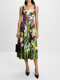 Floral Print Dress,OSCAR DE LA RENTA,GARDEN MULTI,Image 2