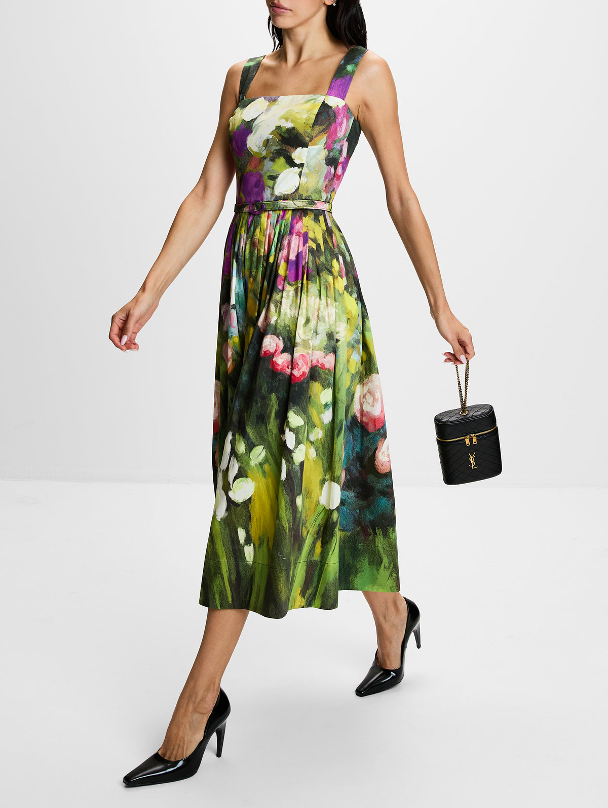 Floral Print Dress,OSCAR DE LA RENTA,GARDEN MULTI,Image 3
