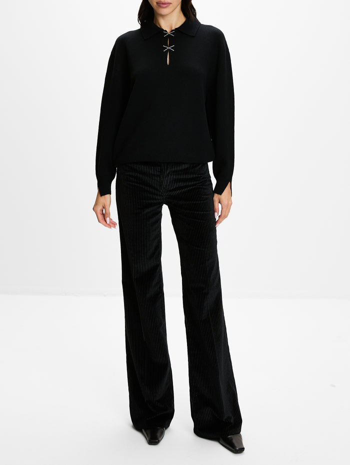 Polo Sparkling Cross Sweater,BARRIE KNITWEAR,BLACK,Image 1