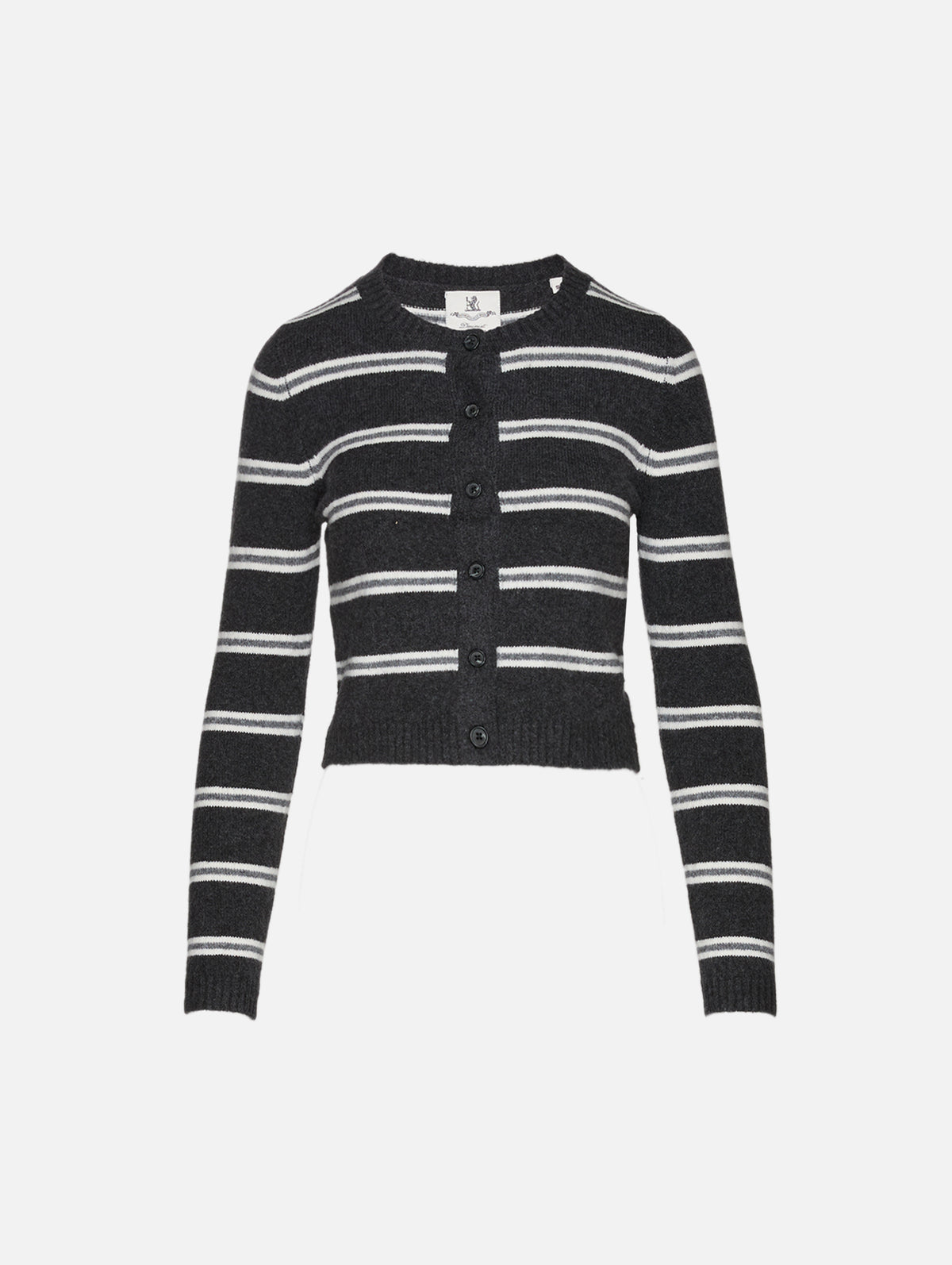 Riley Cardigan,DENIMIST,CHARCOAL WITH ECRU GREY STRIPE,Image 2