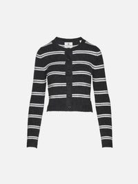 Riley Cardigan,DENIMIST,CHARCOAL WITH ECRU GREY STRIPE,Image 2