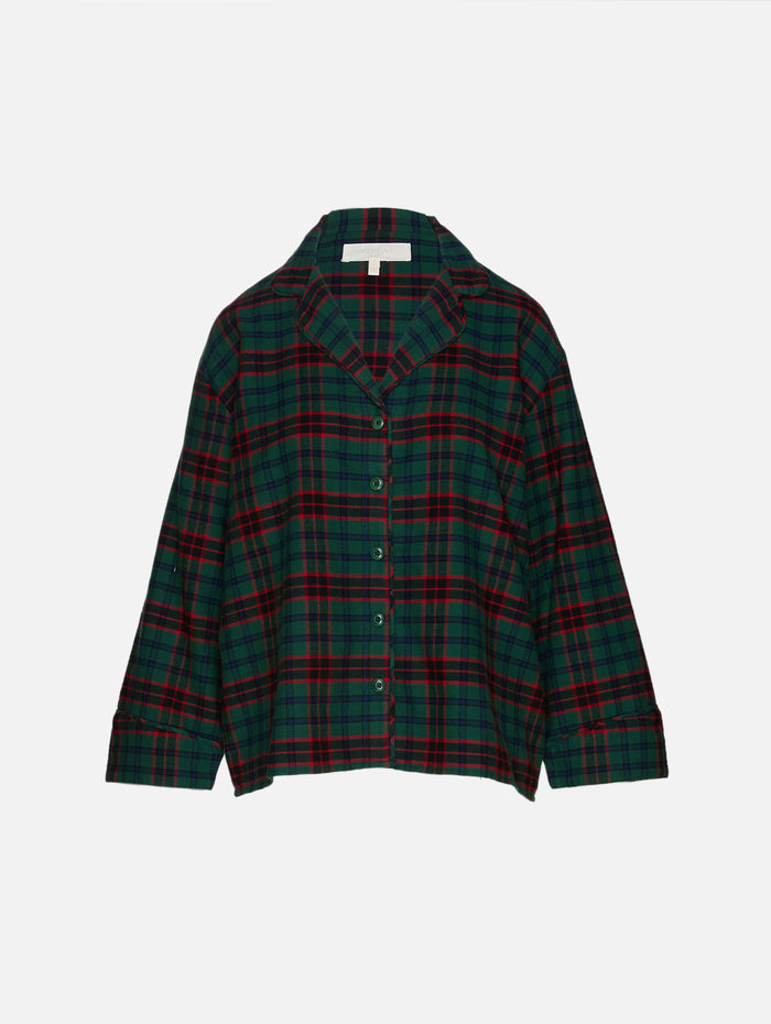 Flannel Pajama Top,THE GREAT,LODGE PLAID,Image 1
