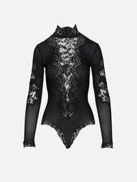 Embro Lace Bodysuit,VALENTINO GARAVANI,BLACK,Image 1