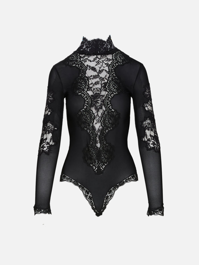 Embro Lace Bodysuit,VALENTINO GARAVANI,BLACK,Image 1