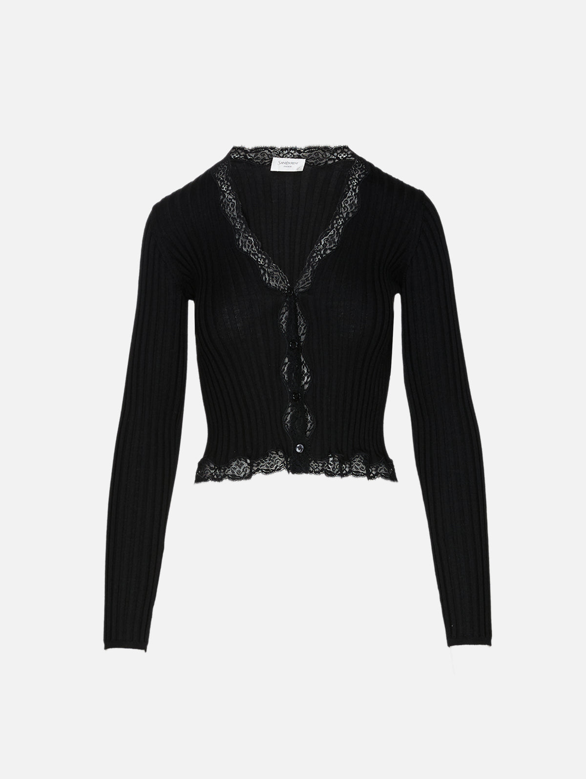 Fitted Cardigan,SAINT LAURENT,BLACK,Image 2