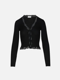 Fitted Cardigan,SAINT LAURENT,BLACK,Image 2