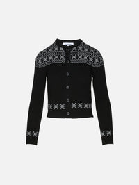 Fairisle Cashmere Cardigan,THOM BROWNE,BLACK,Image 1