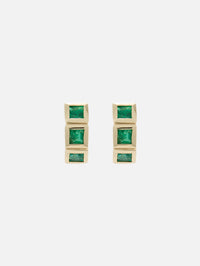 Colombian Emerald Huggie Earrings,SHYLEE ROSE,YELLOW GOLD,Image 1