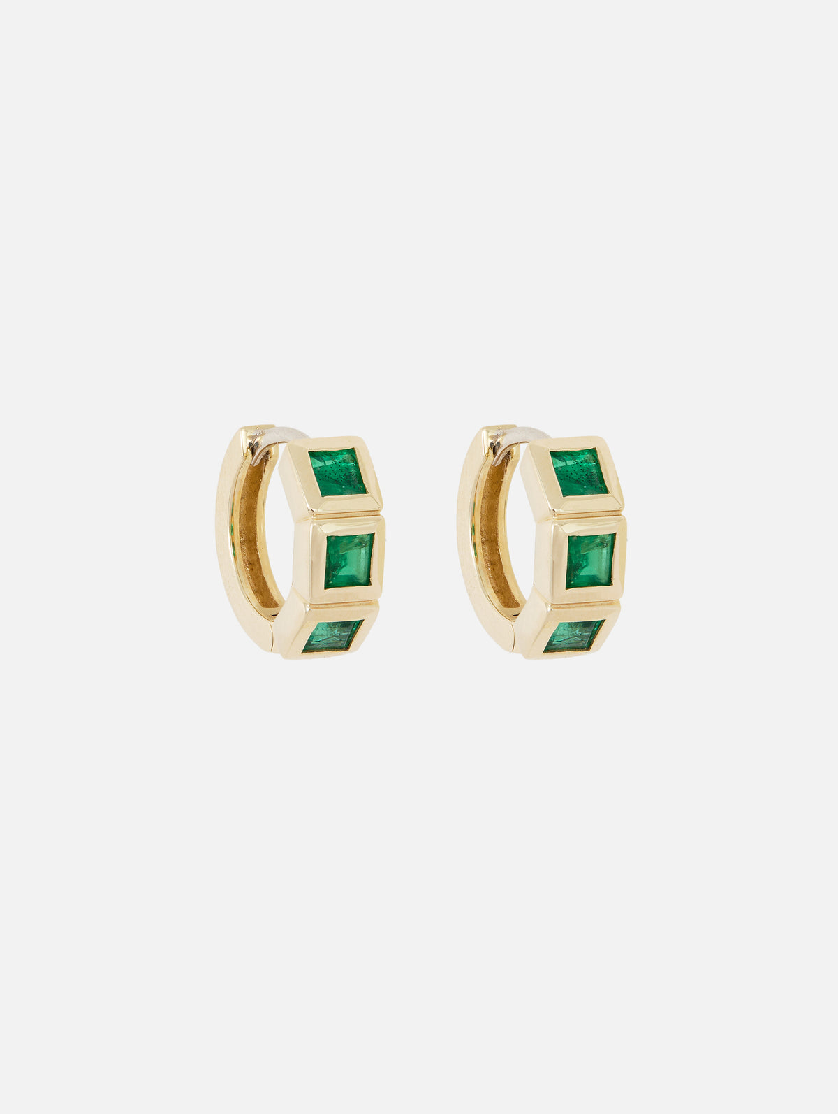 Colombian Emerald Huggie Earrings,SHYLEE ROSE,YELLOW GOLD,Image 2