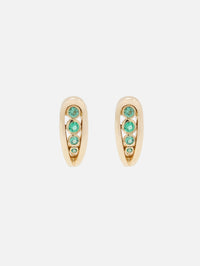 Emerald Slingshot Huggie Earrings,MASON AND BOOKS,YELLOW GOLD,Image 1