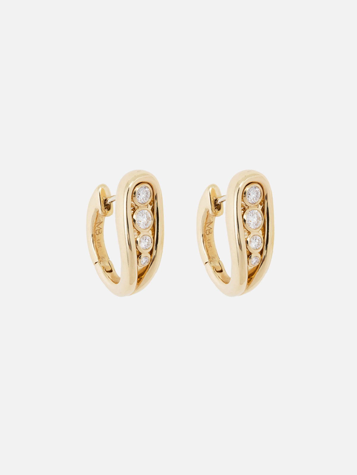 Diamond Slingshot Huggie Earrings,MASON AND BOOKS,YELLOW GOLD,Image 2
