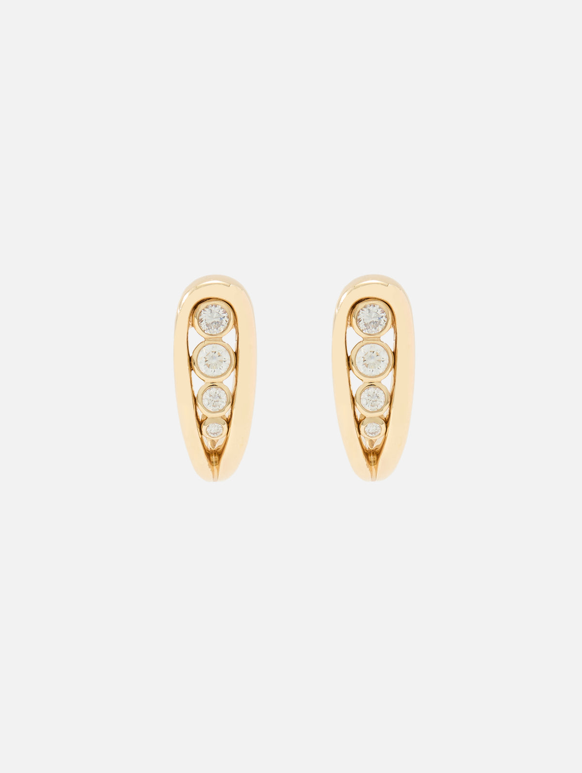 Diamond Slingshot Huggie Earrings,MASON AND BOOKS,YELLOW GOLD,Image 1
