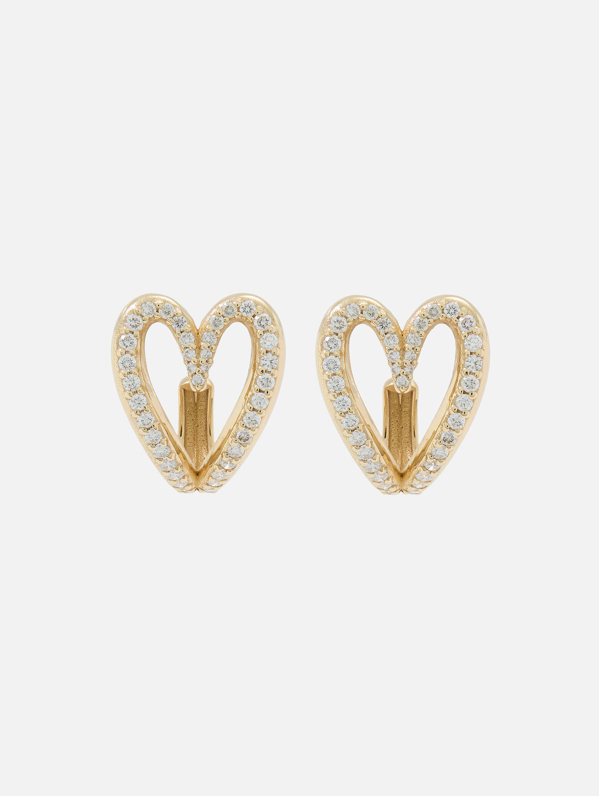 Diamond Open Heart Huggie Earrings,SHYLEE ROSE,YELLOW GOLD,Image 1