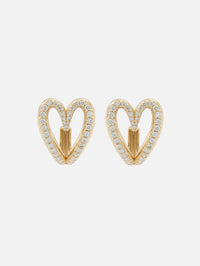 Diamond Open Heart Huggie Earrings,SHYLEE ROSE,YELLOW GOLD,Image 1