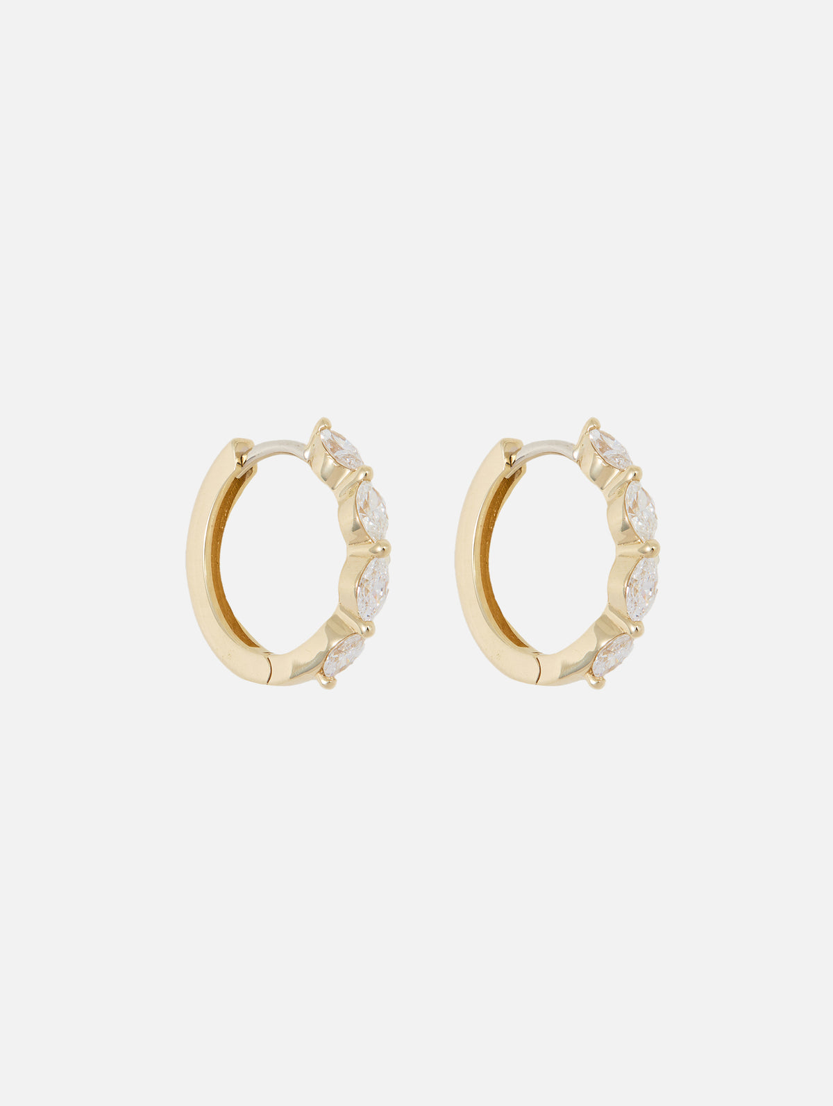 Marquise Diamond Huggie Earrings,SHYLEE ROSE,YELLOW GOLD,Image 2
