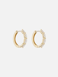 Marquise Diamond Huggie Earrings,SHYLEE ROSE,YELLOW GOLD,Image 2