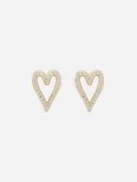 Diamond Mini Open Heart Earrings,SHYLEE ROSE,YELLOW GOLD,Image 1