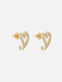 Diamond Mini Open Heart Earrings,SHYLEE ROSE,YELLOW GOLD,Image 2