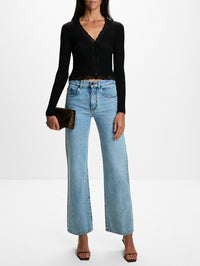 Fitted Cardigan,SAINT LAURENT,BLACK,Image 2