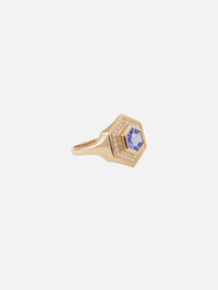 One-of-a-Kind Tanzanite Hexagon Signet Ring,ZOE CHICCO,YELLOW GOLD,Image 2