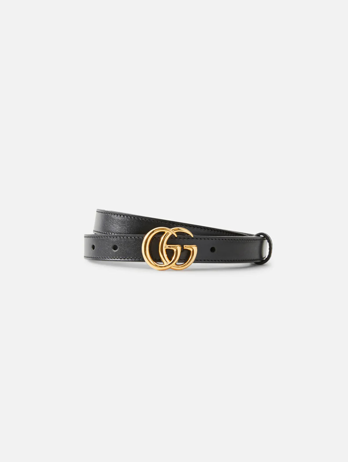 Thin Leather Belt with Double G Buckle