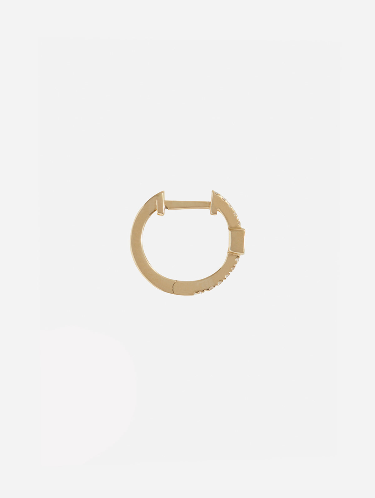 Pavé Diamond Mini Hoops WIth Diamond Baguette,JACQUIE AICHE,YELLOW GOLD,Image 4