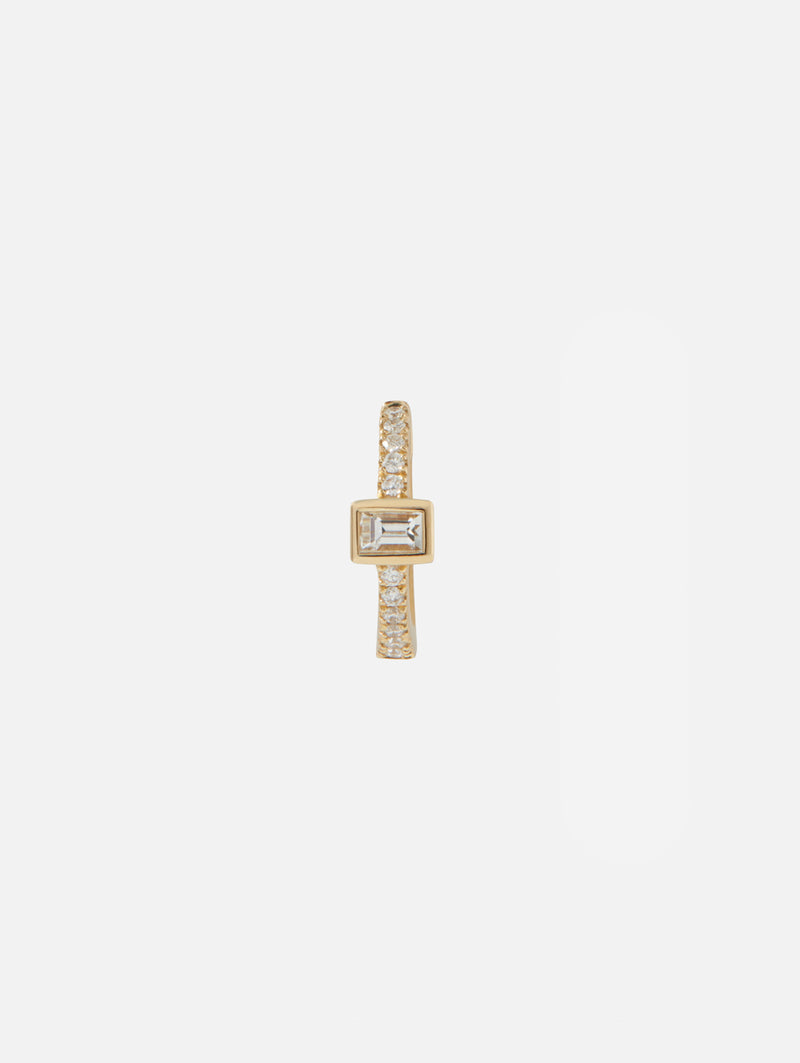 Pavé Diamond Mini Hoops WIth Diamond Baguette