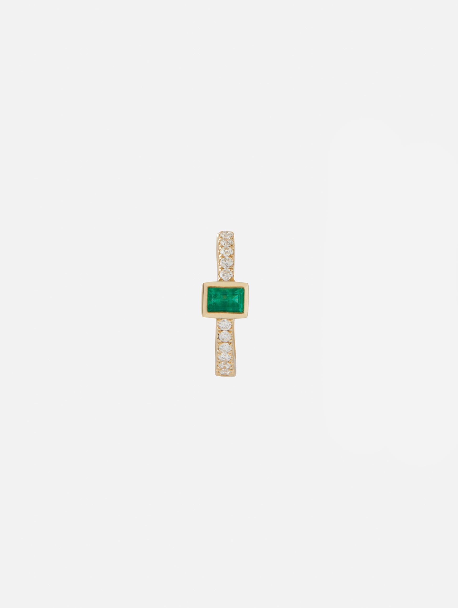シエリー Mini Emerald Baguette Pavé Diamond Hoop | JACQUIE AICHE | elysewalker