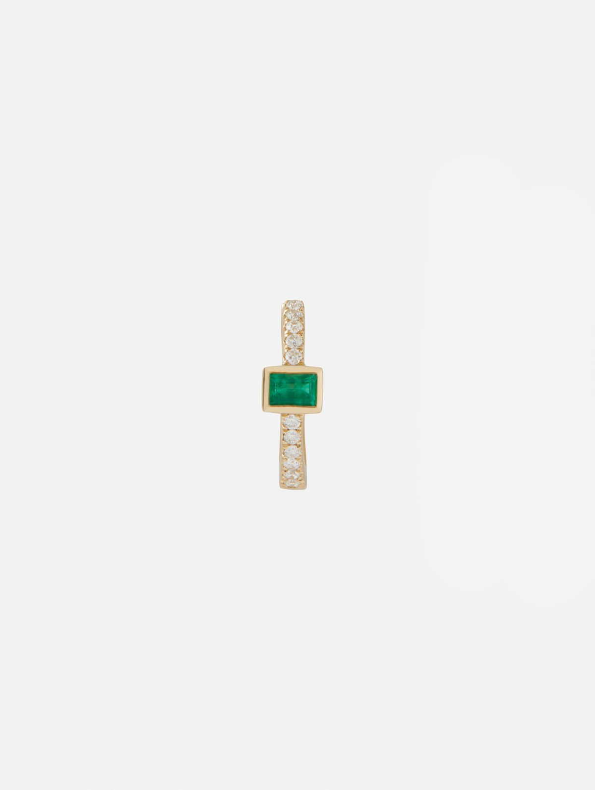 Mini Emerald Baguette Pavé Diamond Hoop,JACQUIE AICHE,YELLOW GOLD,Image 3