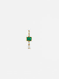Mini Emerald Baguette Pavé Diamond Hoop,JACQUIE AICHE,YELLOW GOLD,Image 3