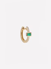 Mini Emerald Baguette Pavé Diamond Hoop,JACQUIE AICHE,YELLOW GOLD,Image 1