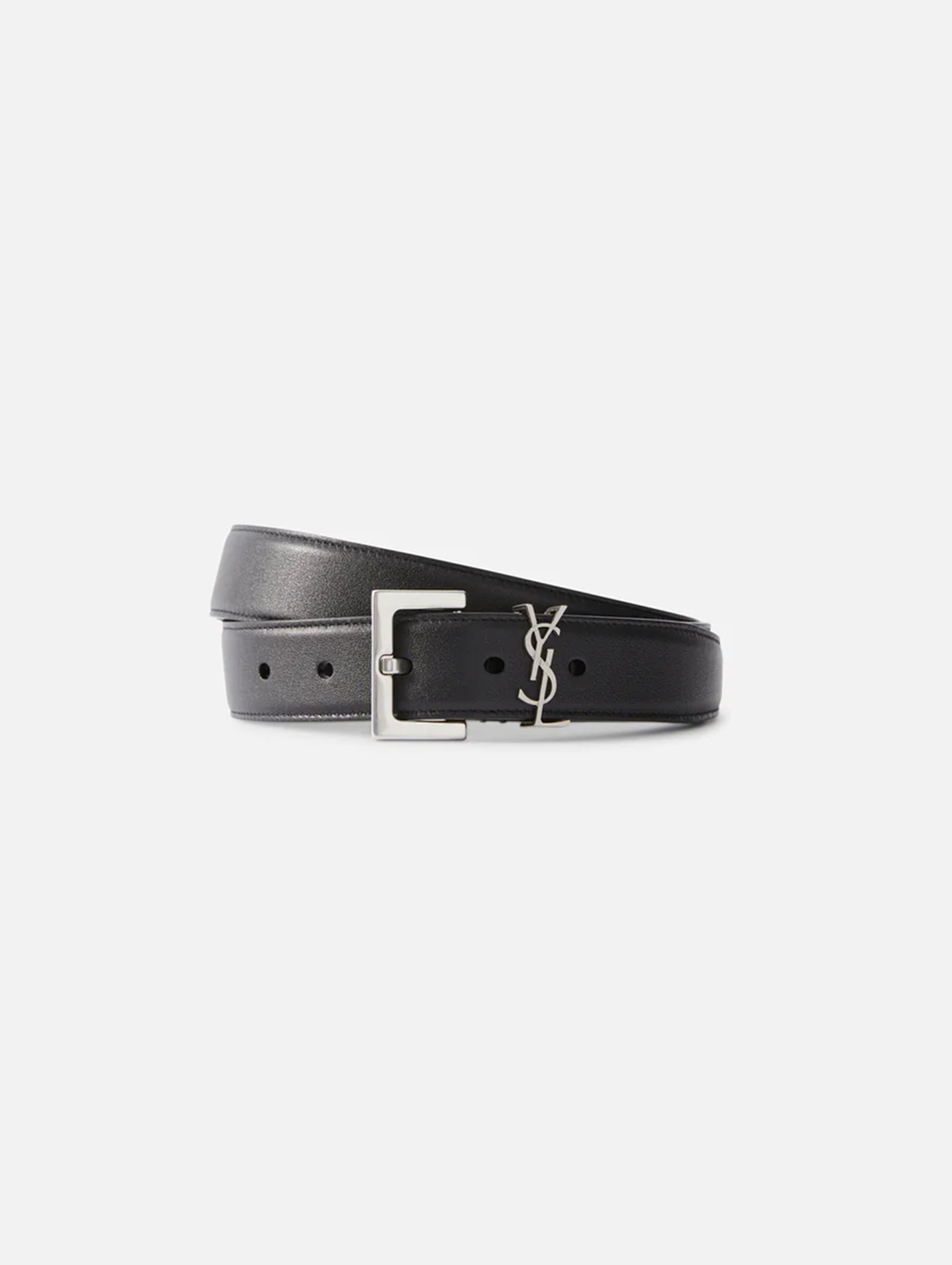 Yves Saint Laurent Logo Engraved Buckle Black hotsell Belt